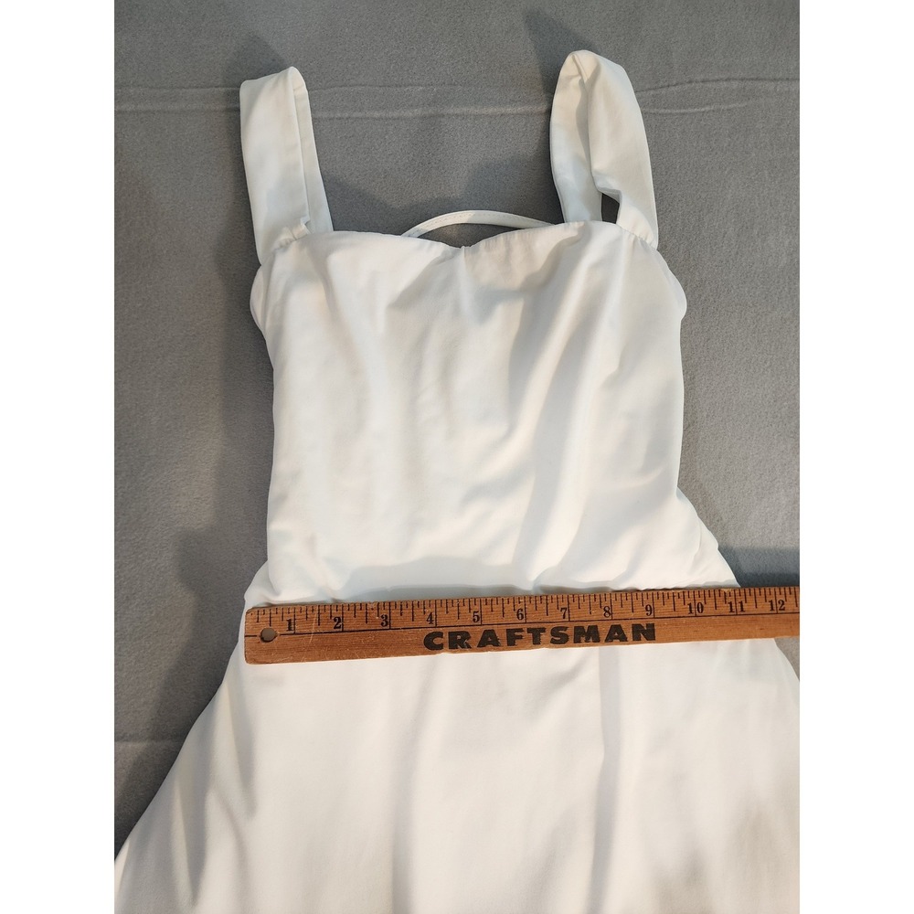 OYS Maxi Dress Womens Medium White New Lace Up Back Sweetheart Neck Full Skirt - Picture 5 of 7